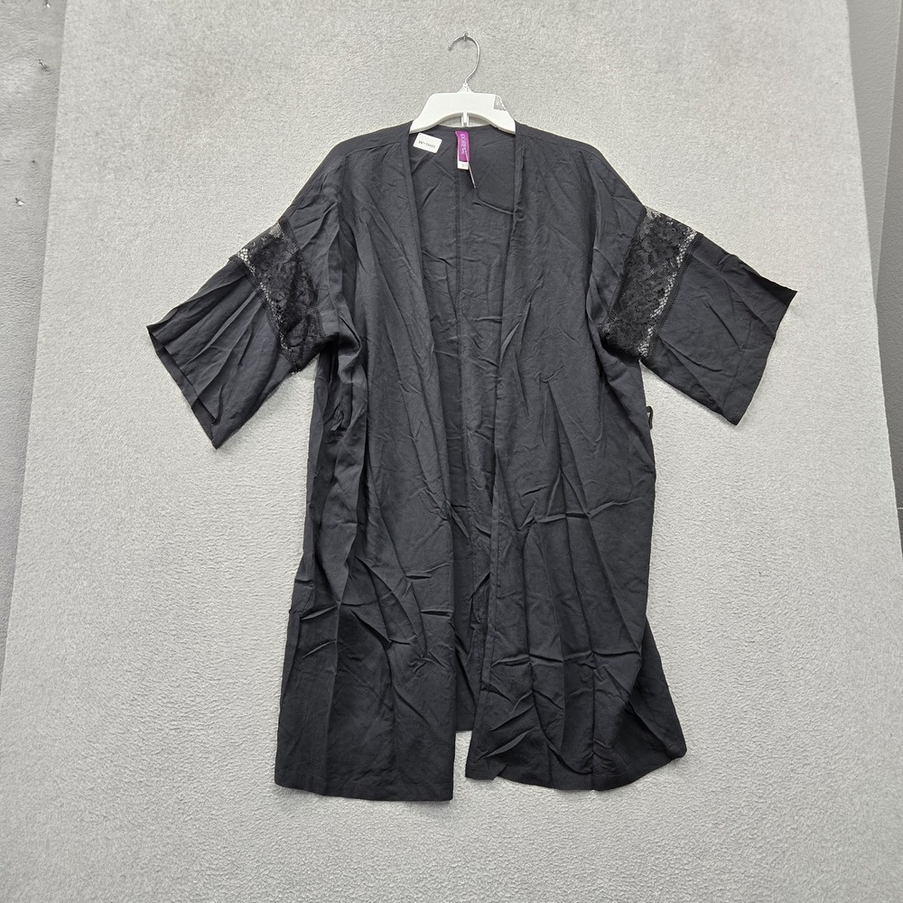 Adore Me Women Sleepwear S Black Desirae Robe Kimono Lace Lightweight NWT